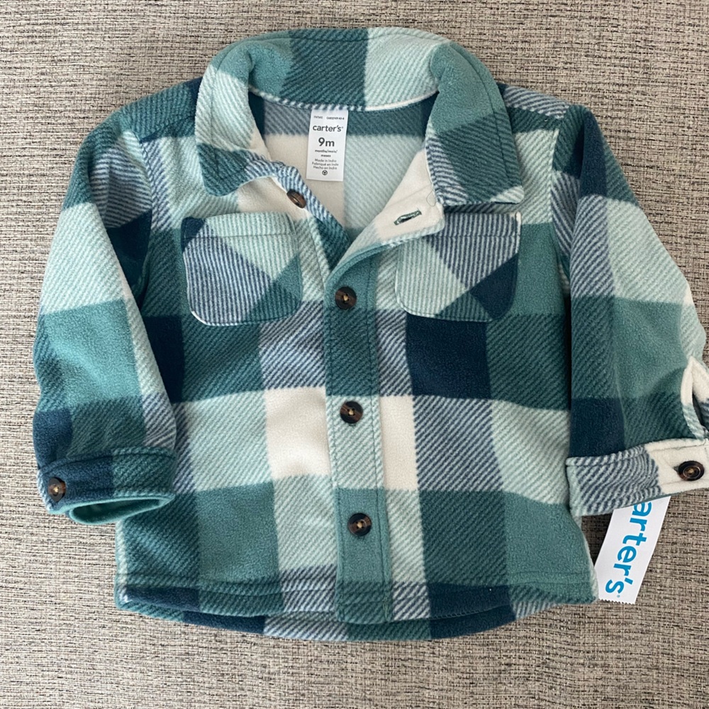 NWT Carter's Green and Blue Plaid Shirt